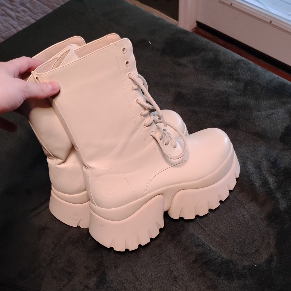Women's Cream Platform Boots